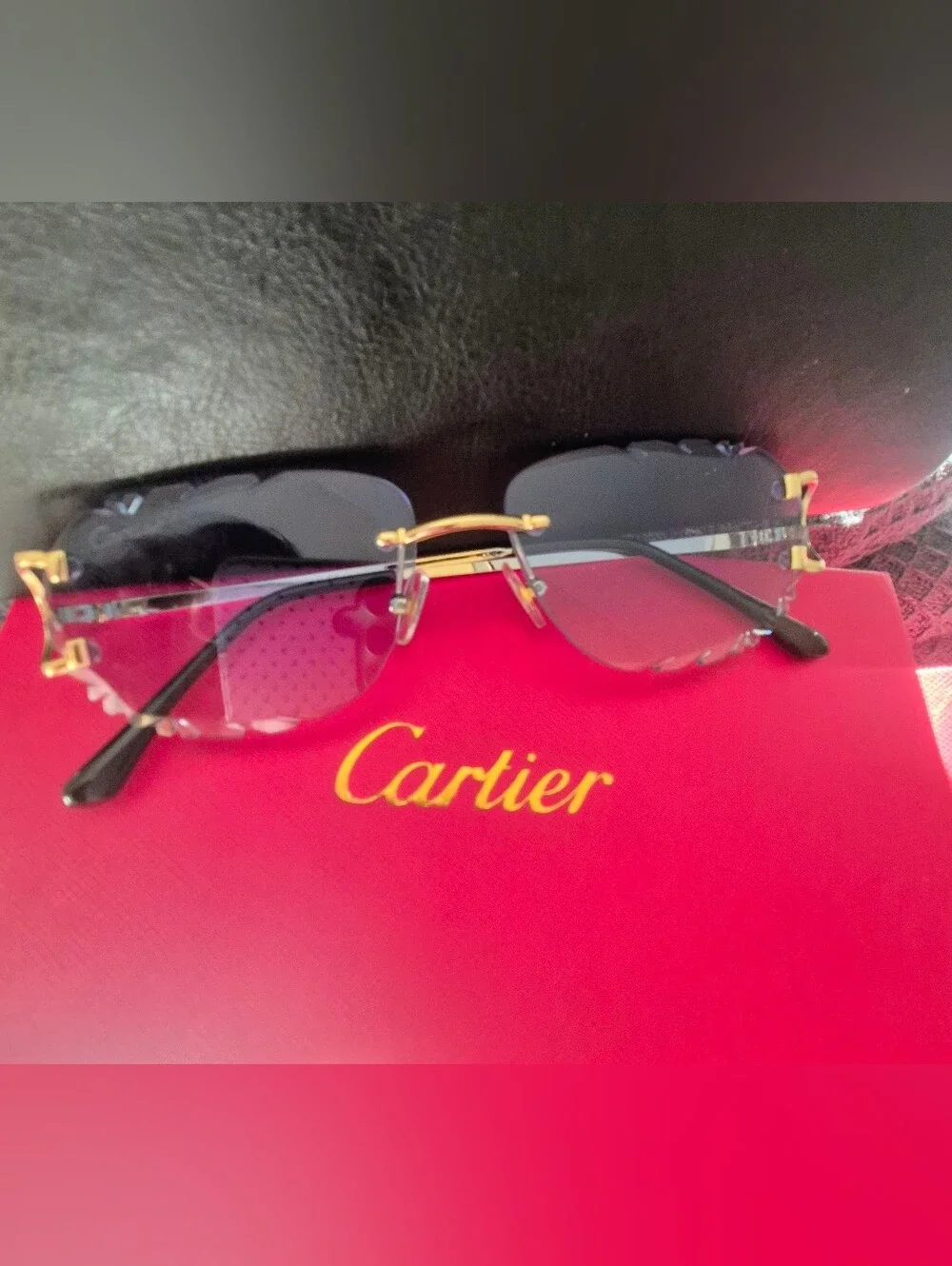 Cartier Rimless Sunglasses with Blue Gradient Lenses